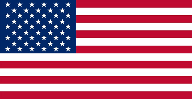 The American flag - Stars and Stripes white 50 Stars on a blue canton with a field of 13 alternating stripes, 7 Red and 6 White.